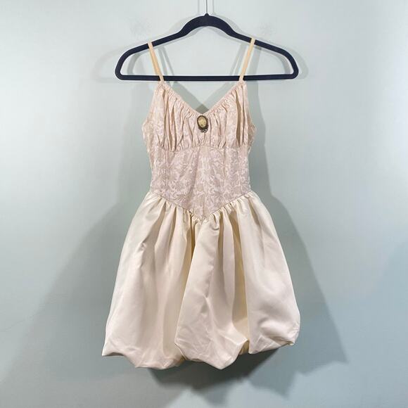 Romwe Fairycore Retro Victorian Floral Jacquard Spaghetti Strap Dress Size S NWT - Picture 2 of 7